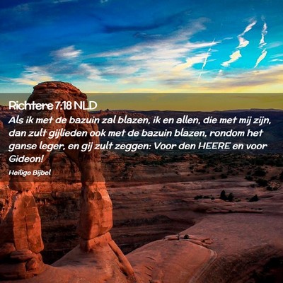 Picture 02 - Richtere 7:18 NLD - Als ik met de bazuin zal blazen, ik en allen, die - Bible Verse Picture