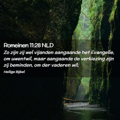 Picture 02 - Romeinen 11:28 NLD - Zo zijn zij wel vijanden aangaande het Evangelie, - Bible Verse Picture