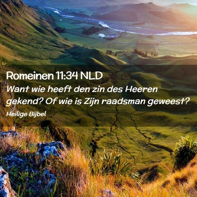 Picture 02 - Romeinen 11:34 NLD - Want wie heeft den zin des Heeren gekend? Of wie - Bible Verse Picture