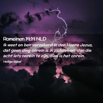 Picture 02 - Romeinen 14:14 NLD - Ik weet en ben verzekerd in den Heere Jezus, dat - Bible Verse Picture