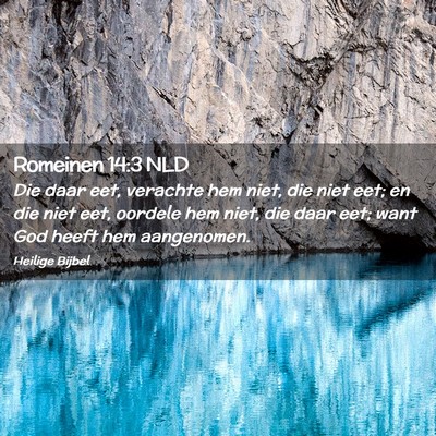 Picture 02 - Romeinen 14:3 NLD - Die daar eet, verachte hem niet, die niet eet; en - Bible Verse Picture