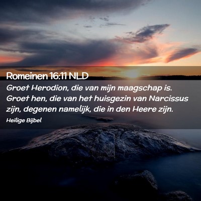 Picture 02 - Romeinen 16:11 NLD - Groet Herodion, die van mijn maagschap is. Groet - Bible Verse Picture