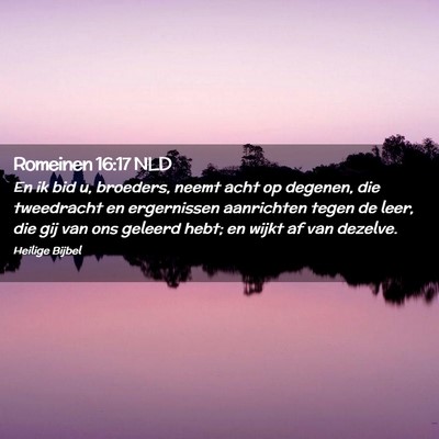 Picture 02 - Romeinen 16:17 NLD - En ik bid u, broeders, neemt acht op degenen, die - Bible Verse Picture