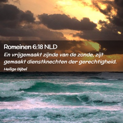 Picture 02 - Romeinen 6:18 NLD - En vrijgemaakt zijnde van de zonde, zijt gemaakt - Bible Verse Picture