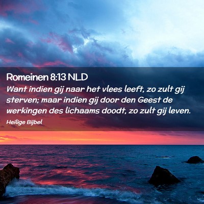 Picture 02 - Romeinen 8:13 NLD - Want indien gij naar het vlees leeft, zo zult gij - Bible Verse Picture
