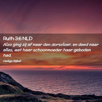 Picture 02 - Ruth 3:6 NLD - Alzo ging zij af naar den dorsvloer, en deed naar - Bible Verse Picture