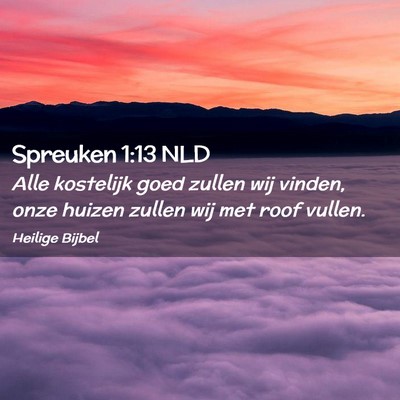 Picture 02 - Spreuken 1:13 NLD - Alle kostelijk goed zullen wij vinden, onze - Bible Verse Picture