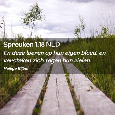 Picture 02 - Spreuken 1:18 NLD - En deze loeren op hun eigen bloed, en versteken - Bible Verse Picture