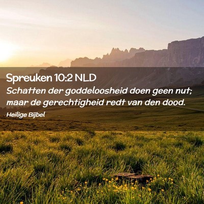 Picture 02 - Spreuken 10:2 NLD - Schatten der goddeloosheid doen geen nut; maar de - Bible Verse Picture