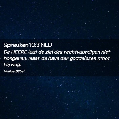 Picture 02 - Spreuken 10:3 NLD - De HEERE laat de ziel des rechtvaardigen niet - Bible Verse Picture