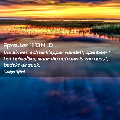Picture 02 - Spreuken 11:13 NLD - Die als een achterklapper wandelt, openbaart het - Bible Verse Picture