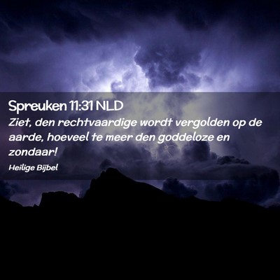 Picture 02 - Spreuken 11:31 NLD - Ziet, den rechtvaardige wordt vergolden op de - Bible Verse Picture