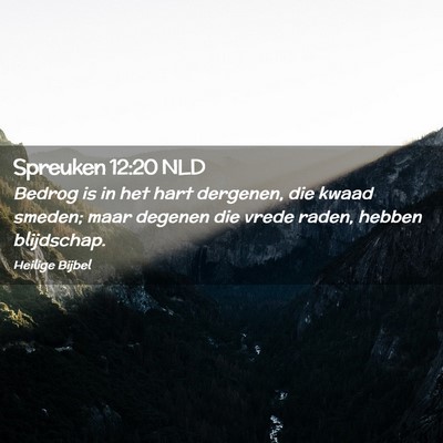 Picture 02 - Spreuken 12:20 NLD - Bedrog is in het hart dergenen, die kwaad smeden; - Bible Verse Picture