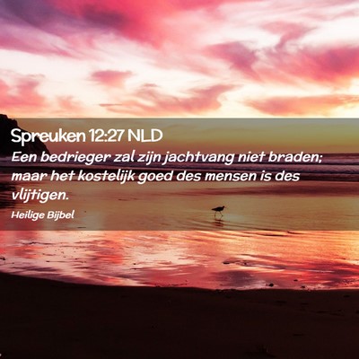 Picture 02 - Spreuken 12:27 NLD - Een bedrieger zal zijn jachtvang niet braden; - Bible Verse Picture