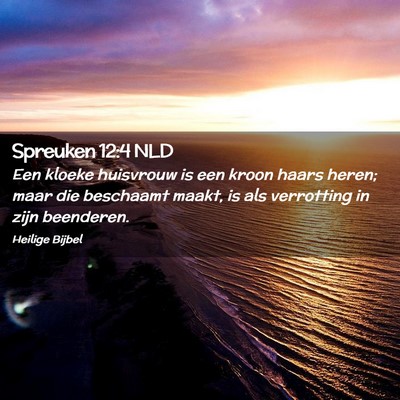 Picture 02 - Spreuken 12:4 NLD - Een kloeke huisvrouw is een kroon haars heren; - Bible Verse Picture