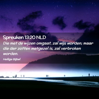 Picture 02 - Spreuken 13:20 NLD - Die met de wijzen omgaat, zal wijs worden; maar - Bible Verse Picture