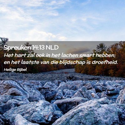 Picture 02 - Spreuken 14:13 NLD - Het hart zal ook in het lachen smart hebben; en - Bible Verse Picture