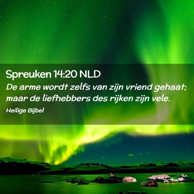 Picture 02 - Spreuken 14:20 NLD - De arme wordt zelfs van zijn vriend gehaat; maar - Bible Verse Picture