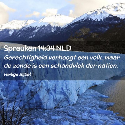 Picture 02 - Spreuken 14:34 NLD - Gerechtigheid verhoogt een volk, maar de zonde is - Bible Verse Picture