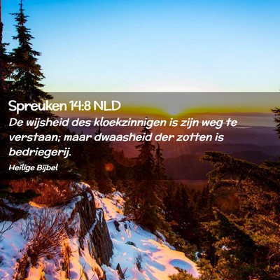 Picture 02 - Spreuken 14:8 NLD - De wijsheid des kloekzinnigen is zijn weg te - Bible Verse Picture
