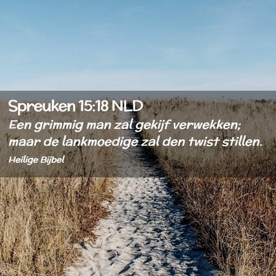 Picture 02 - Spreuken 15:18 NLD - Een grimmig man zal gekijf verwekken; maar de - Bible Verse Picture