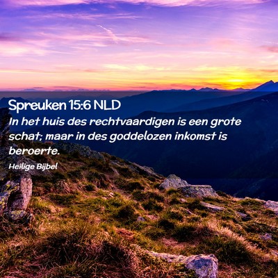 Picture 02 - Spreuken 15:6 NLD - In het huis des rechtvaardigen is een grote - Bible Verse Picture