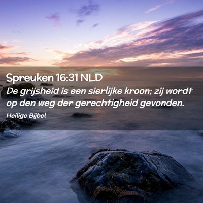 Picture 02 - Spreuken 16:31 NLD - De grijsheid is een sierlijke kroon; zij wordt op - Bible Verse Picture