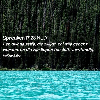 Picture 02 - Spreuken 17:28 NLD - Een dwaas zelfs, die zwijgt, zal wijs geacht - Bible Verse Picture