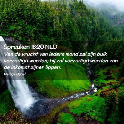 Picture 02 - Spreuken 18:20 NLD - Van de vrucht van ieders mond zal zijn buik - Bible Verse Picture