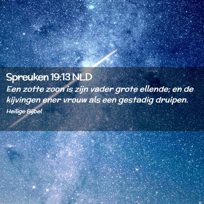 Picture 02 - Spreuken 19:13 NLD - Een zotte zoon is zijn vader grote ellende; en de - Bible Verse Picture
