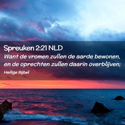 Picture 02 - Spreuken 2:21 NLD - Want de vromen zullen de aarde bewonen, en de - Bible Verse Picture