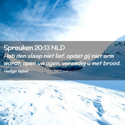 Picture 02 - Spreuken 20:13 NLD - Heb den slaap niet lief, opdat gij niet arm - Bible Verse Picture