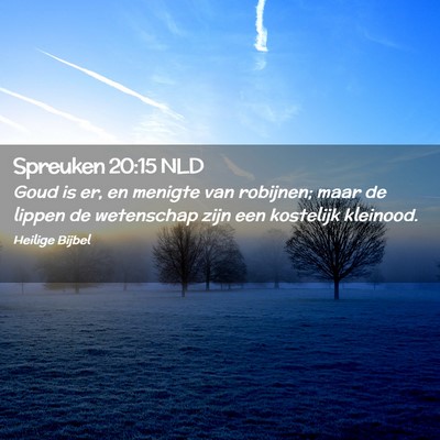 Picture 02 - Spreuken 20:15 NLD - Goud is er, en menigte van robijnen; maar de - Bible Verse Picture