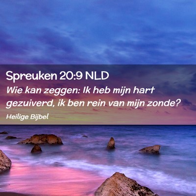 Picture 02 - Spreuken 20:9 NLD - Wie kan zeggen: Ik heb mijn hart gezuiverd, ik - Bible Verse Picture