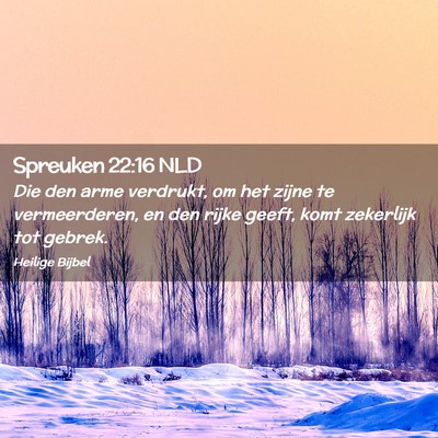 Picture 02 - Spreuken 22:16 NLD - Die den arme verdrukt, om het zijne te - Bible Verse Picture