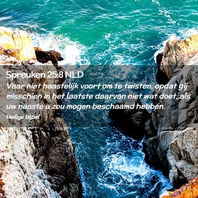 Picture 02 - Spreuken 25:8 NLD - Vaar niet haastelijk voort om te twisten, opdat - Bible Verse Picture