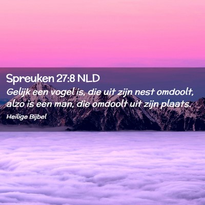 Picture 02 - Spreuken 27:8 NLD - Gelijk een vogel is, die uit zijn nest omdoolt, - Bible Verse Picture