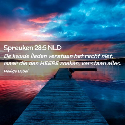 Picture 02 - Spreuken 28:5 NLD - De kwade lieden verstaan het recht niet; maar die - Bible Verse Picture