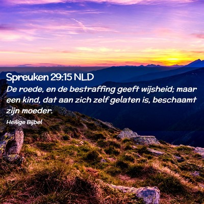 Picture 02 - Spreuken 29:15 NLD - De roede, en de bestraffing geeft wijsheid; maar - Bible Verse Picture