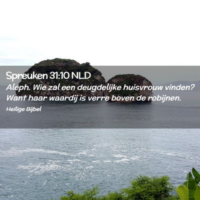 Picture 02 - Spreuken 31:10 NLD - Aleph. Wie zal een deugdelijke huisvrouw vinden? - Bible Verse Picture