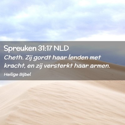 Picture 02 - Spreuken 31:17 NLD - Cheth. Zij gordt haar lenden met kracht, en zij - Bible Verse Picture