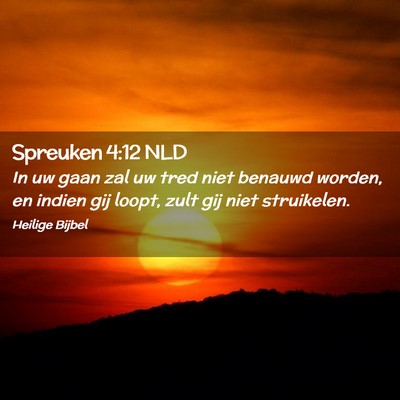 Picture 02 - Spreuken 4:12 NLD - In uw gaan zal uw tred niet benauwd worden, en - Bible Verse Picture