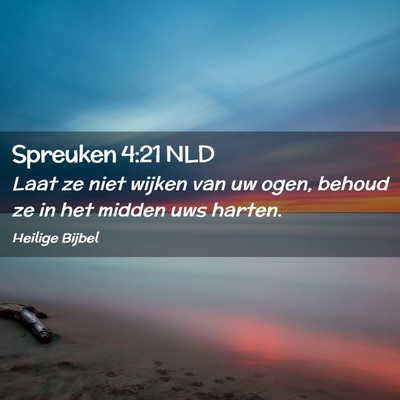 Picture 02 - Spreuken 4:21 NLD - Laat ze niet wijken van uw ogen, behoud ze in het - Bible Verse Picture