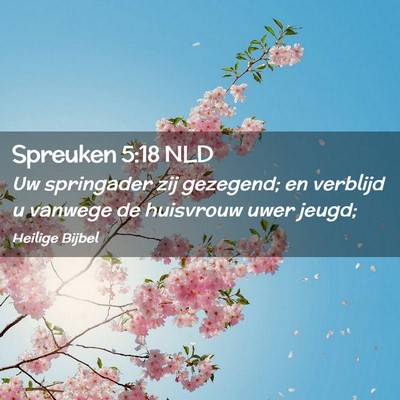 Picture 02 - Spreuken 5:18 NLD - Uw springader zij gezegend; en verblijd u vanwege - Bible Verse Picture