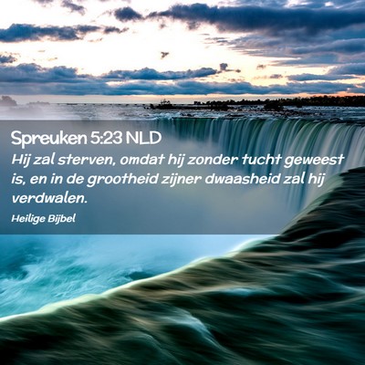Picture 02 - Spreuken 5:23 NLD - Hij zal sterven, omdat hij zonder tucht geweest - Bible Verse Picture