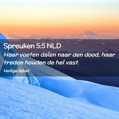 Picture 02 - Spreuken 5:5 NLD - Haar voeten dalen naar den dood, haar treden - Bible Verse Picture