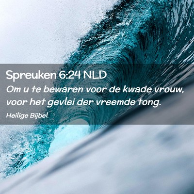 Picture 02 - Spreuken 6:24 NLD - Om u te bewaren voor de kwade vrouw, voor het - Bible Verse Picture