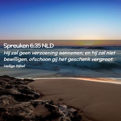 Picture 02 - Spreuken 6:35 NLD - Hij zal geen verzoening aannemen; en hij zal niet - Bible Verse Picture