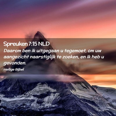 Picture 02 - Spreuken 7:15 NLD - Daarom ben ik uitgegaan u tegemoet, om uw - Bible Verse Picture