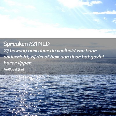 Picture 02 - Spreuken 7:21 NLD - Zij bewoog hem door de veelheid van haar - Bible Verse Picture
